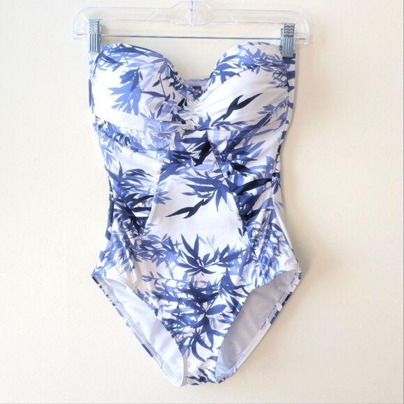 Tommy Bahama Other - Tommy Bahama Bandeau One-Piece Swimsuit Blue Tropical Print Size 8